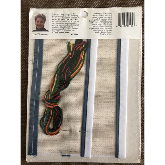 Vintage Designs For the Needle Napkin Ring Set Cross Stitch Kit 7104 NEW SEALED - Picture 2 of 3